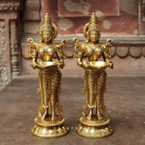 Brass Deeplakshmi Statue