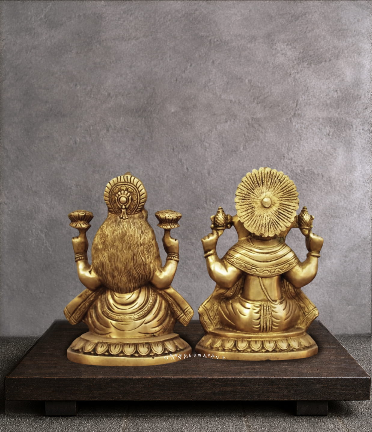 Brass Ganesh Lakshmi Statue- 8" - Image 2