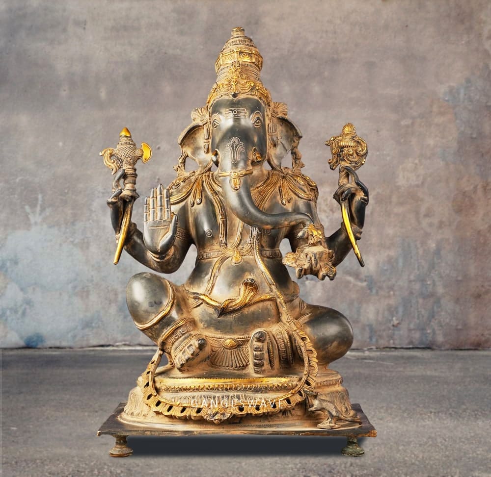 Charcoal Black Brass Ganesha Statue