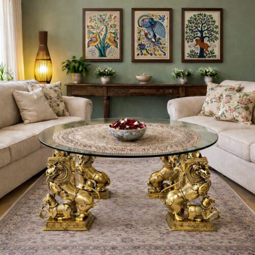 Artistic Mythical Yali Brass Table Stand ( set of 4 legs) - 16 inches