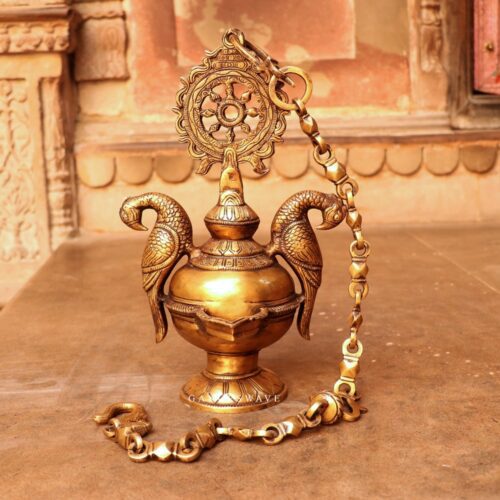 Peacock Brass Oil Lamp