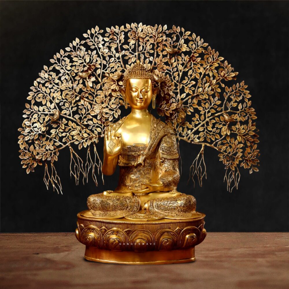 42" Superfine Brass Buddha with Tree
