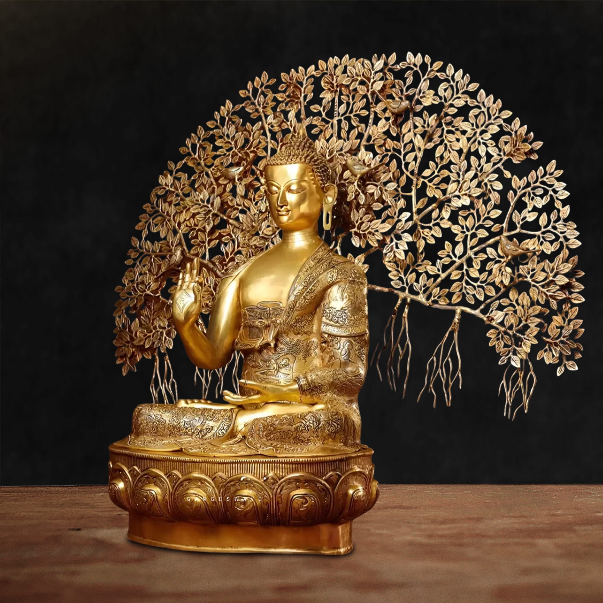 42" Superfine Brass Buddha with Tree - Image 2