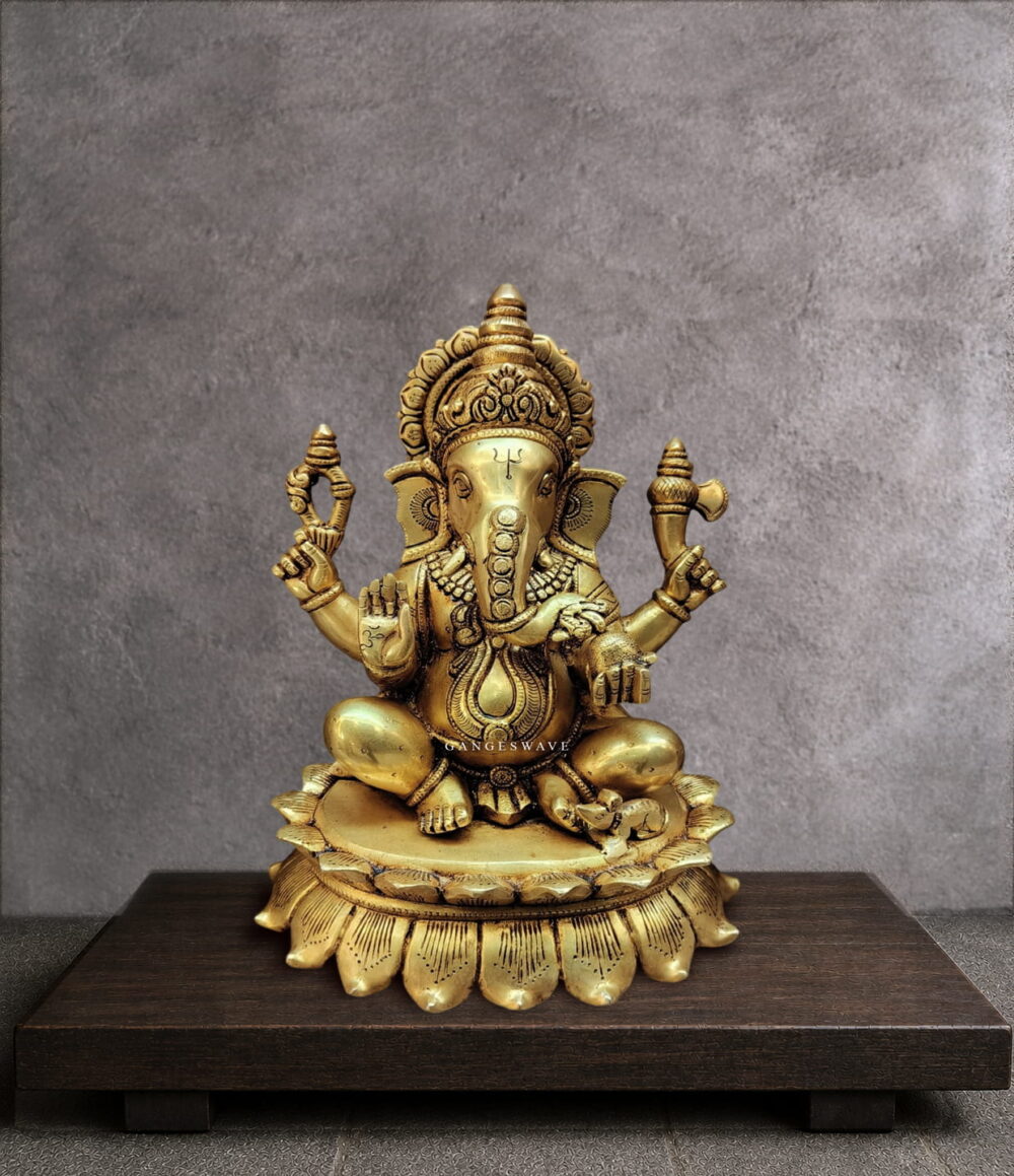 11.5" Superfine Brass Ganesha Statue