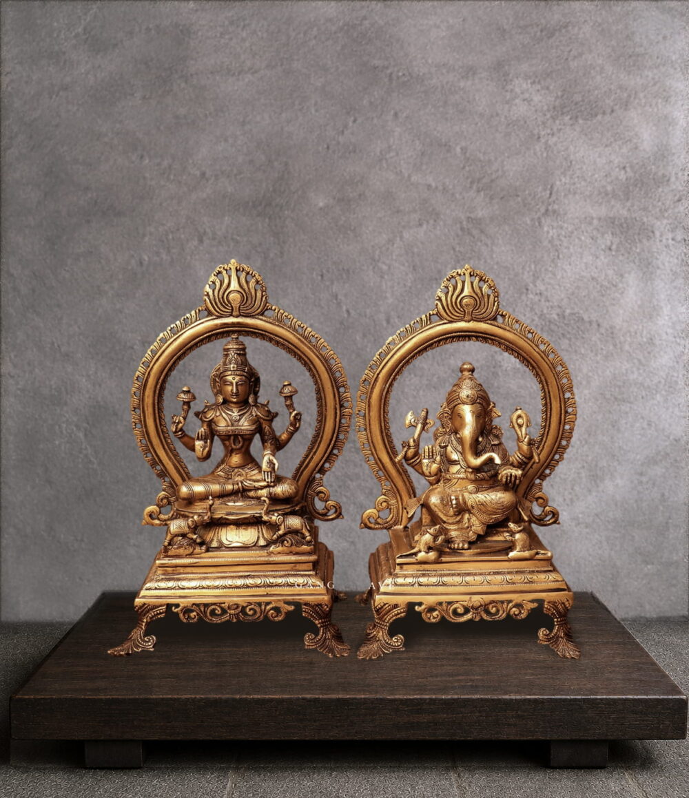 13 inch Lakshmi Ganesh Brass Statue