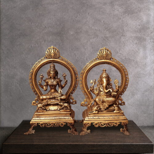 13 inch Lakshmi Ganesh Brass Statue