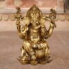 Large Ganesha Brass Statue Sitting on a lotus