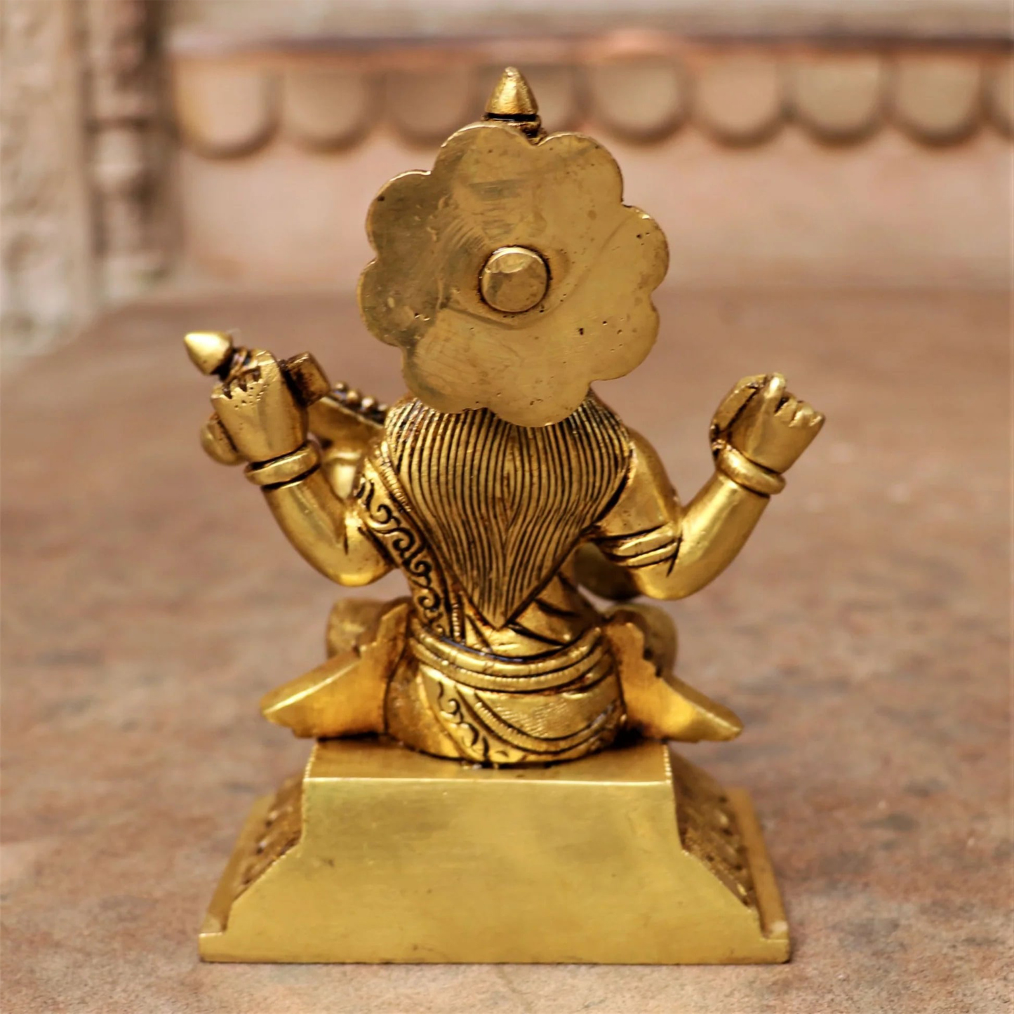 6" Brass Saraswati Idol - Image 4