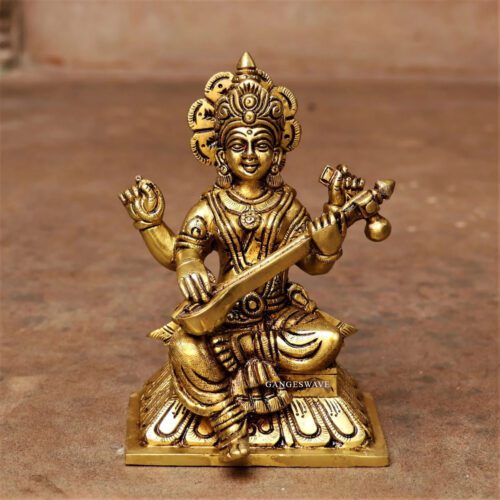 Small Brass Saraswati Idol