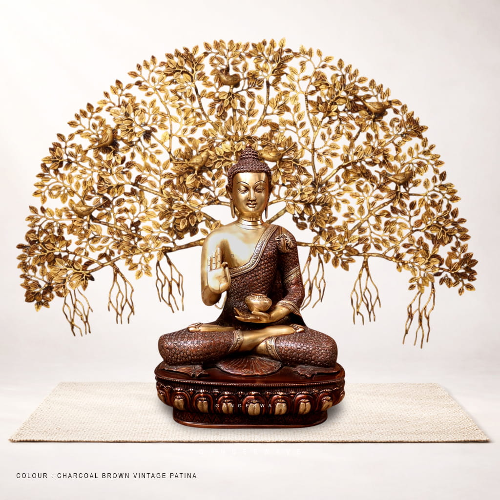 42" Superfine Brass Buddha with Tree - Image 6