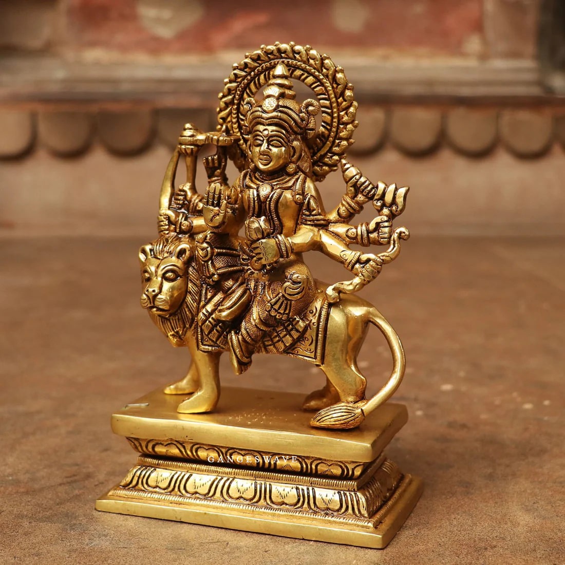 8 " Ma Sherawali Brass Idol - Image 4