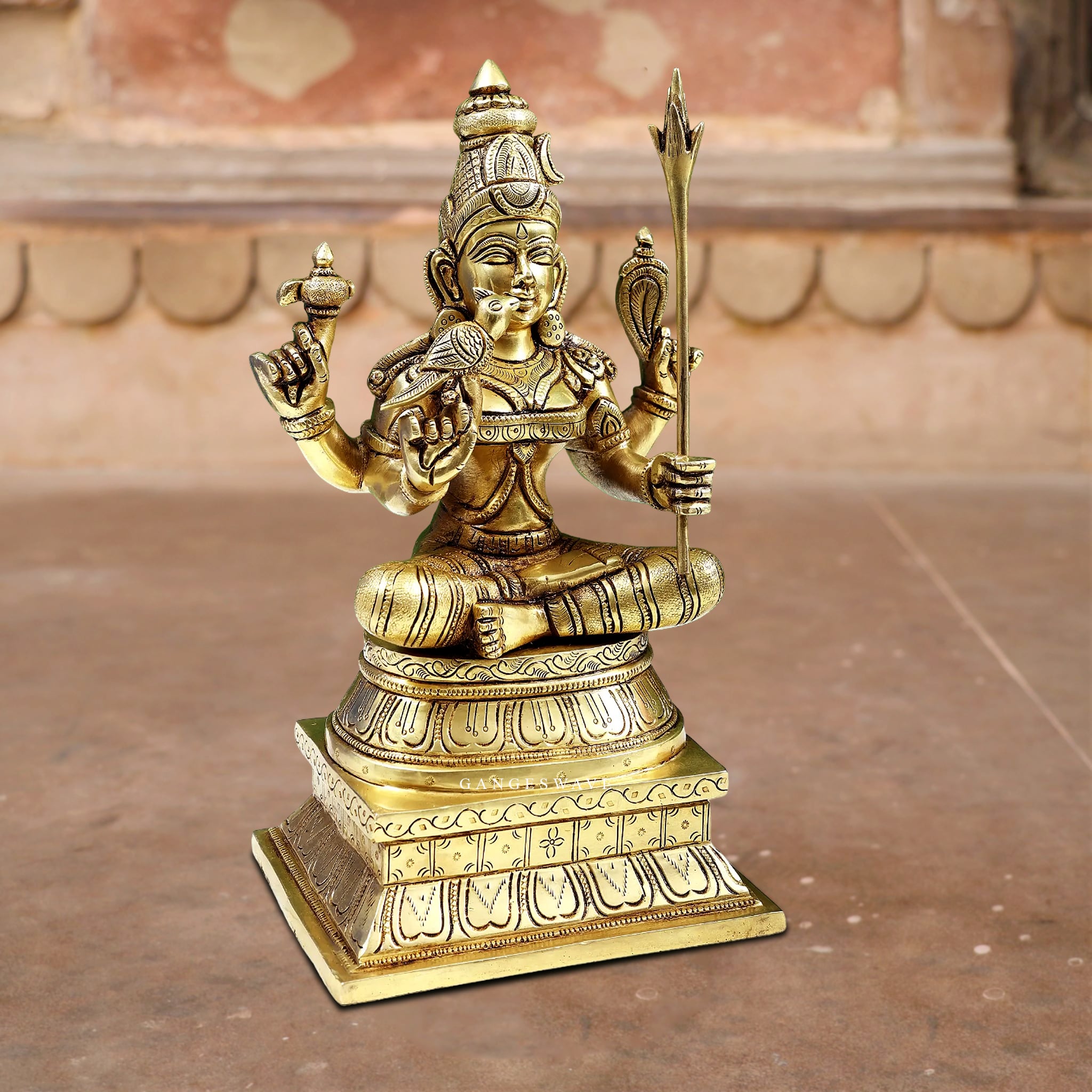 12" Raj Rajeshwari Brass Statue - Image 2
