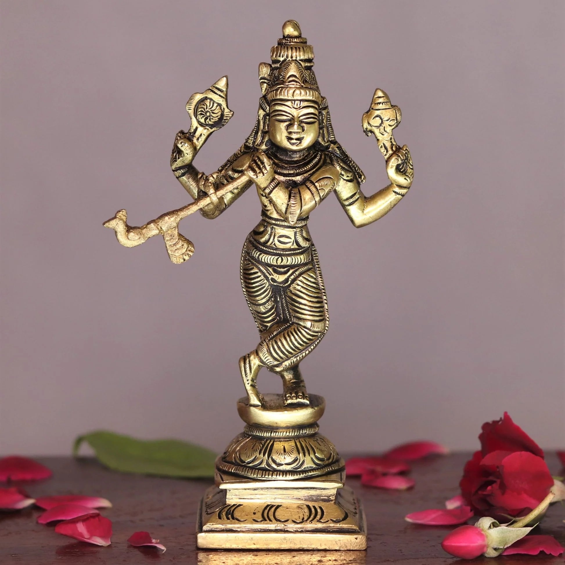 6" Lord Vishnu Dash Avtar Brass Statue - Image 10