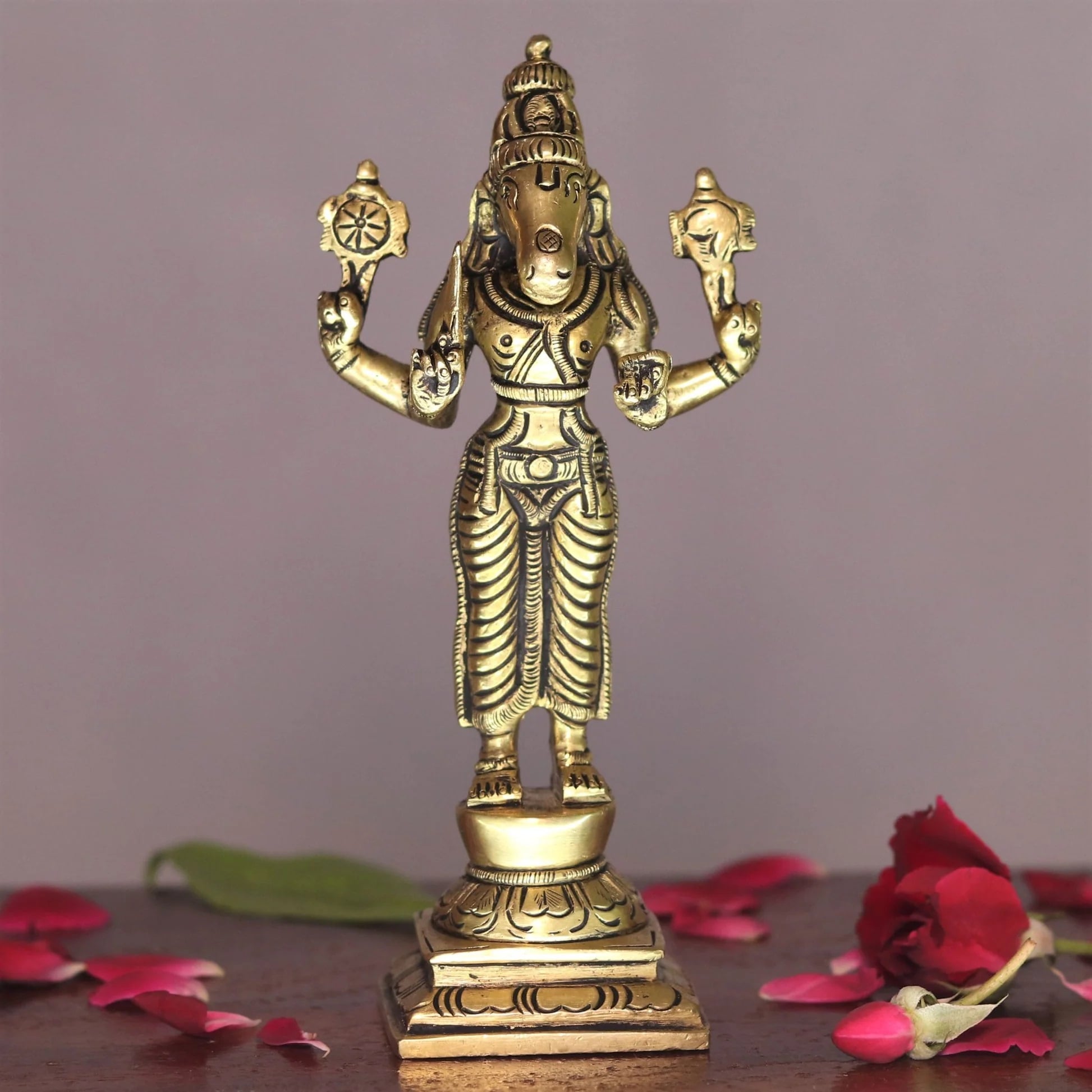 6" Lord Vishnu Dash Avtar Brass Statue - Image 5
