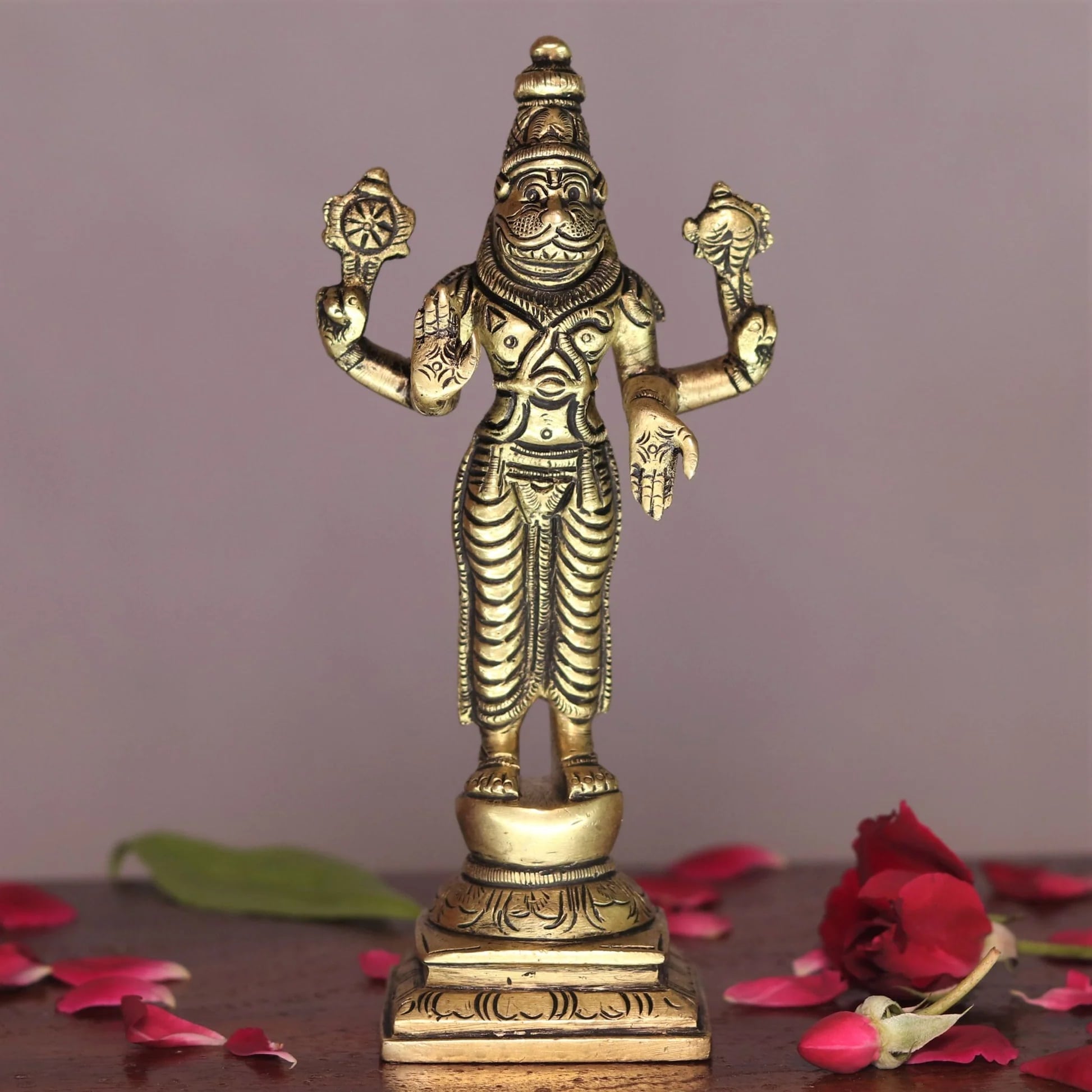 6" Lord Vishnu Dash Avtar Brass Statue - Image 4