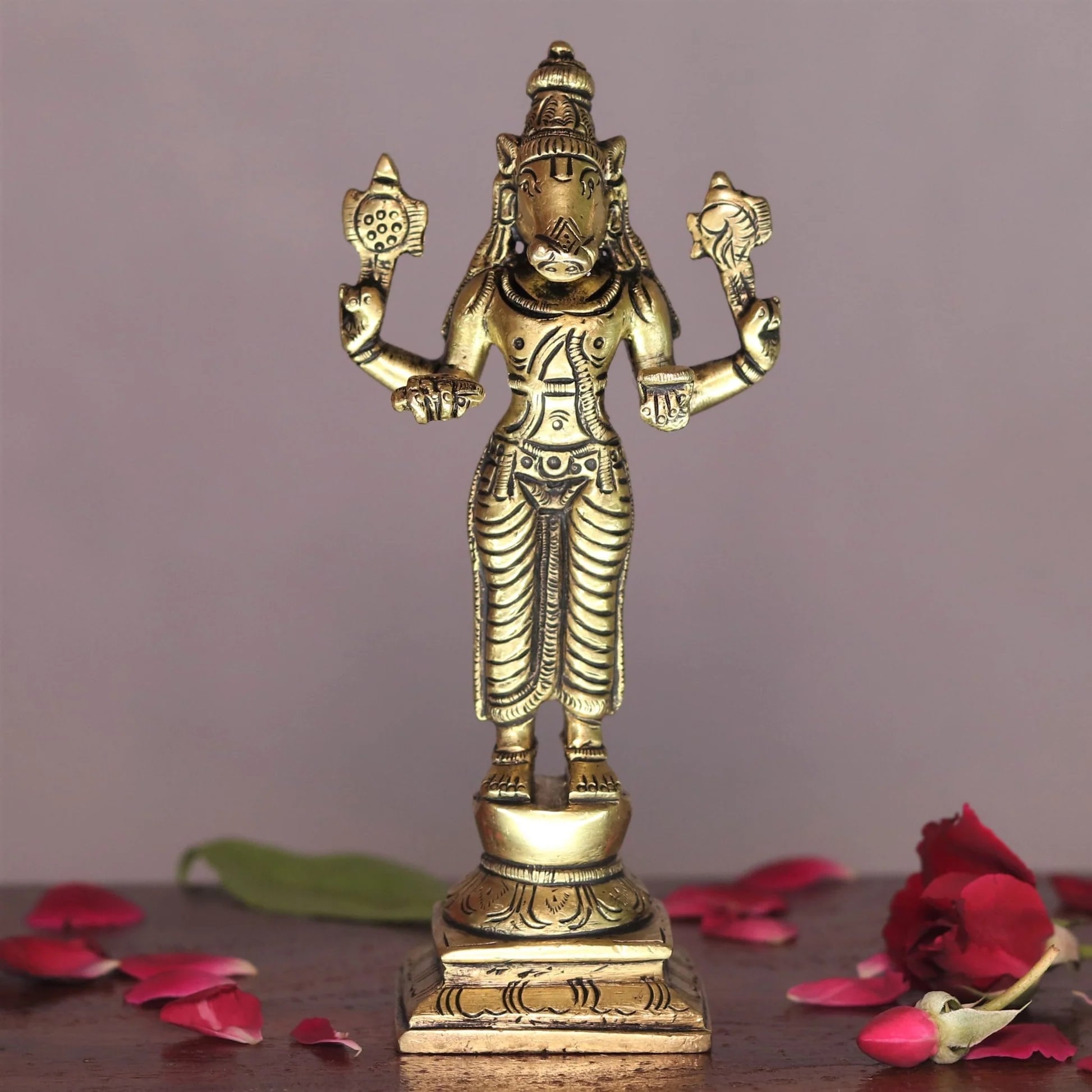 6" Lord Vishnu Dash Avtar Brass Statue - Image 3