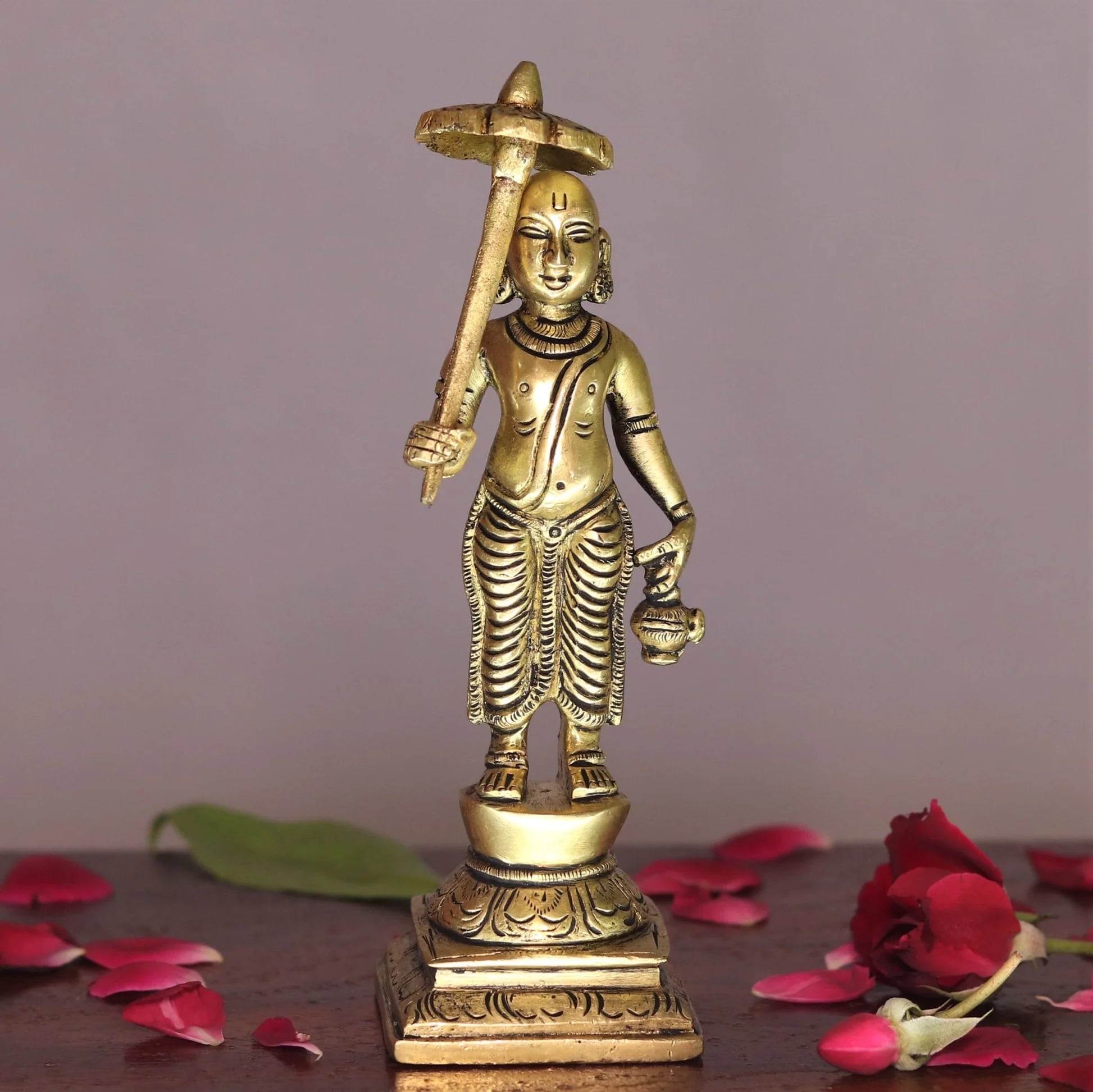 6" Lord Vishnu Dash Avtar Brass Statue - Image 2