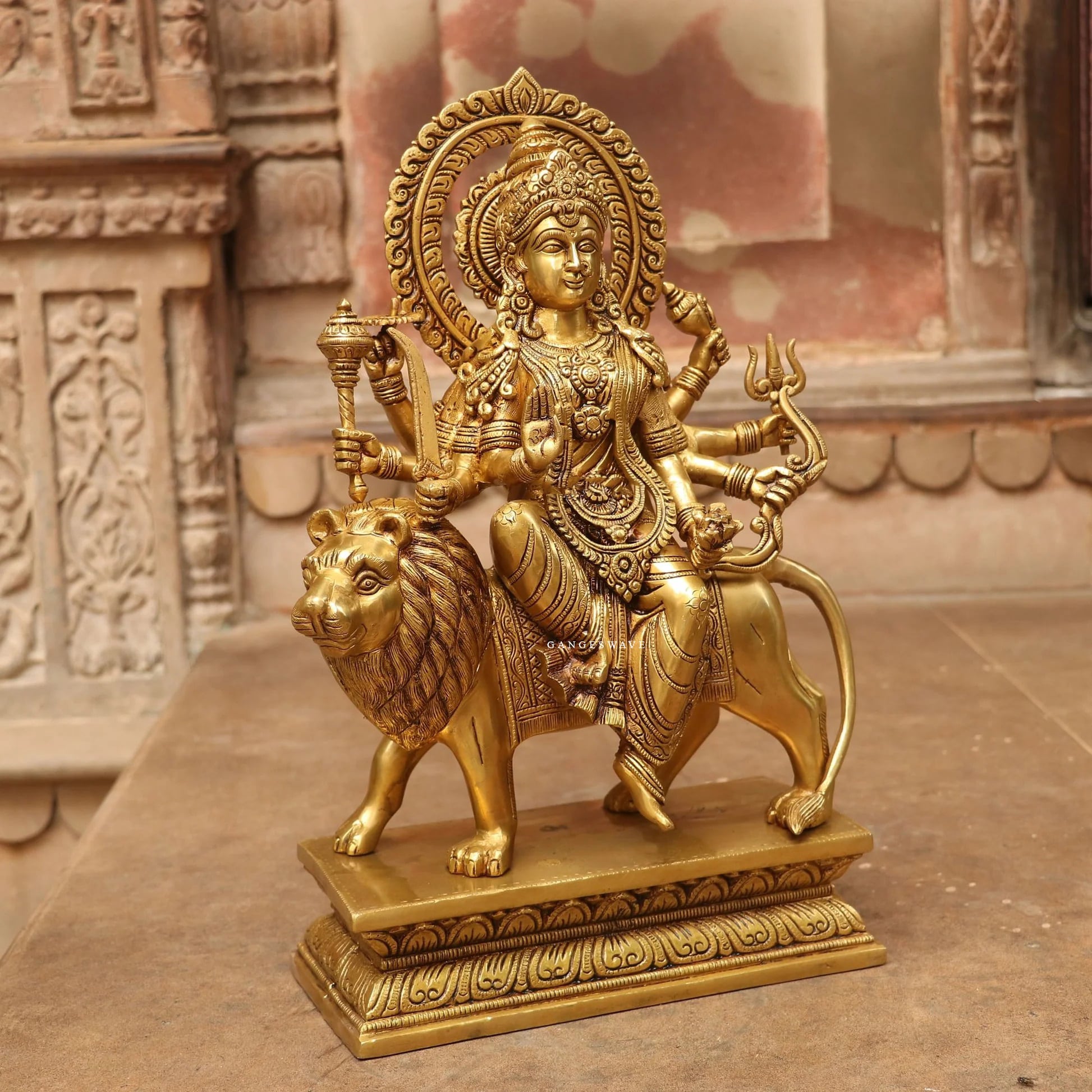17" Superfine Ma Sherawali (Durga) Brass Statue - Image 3