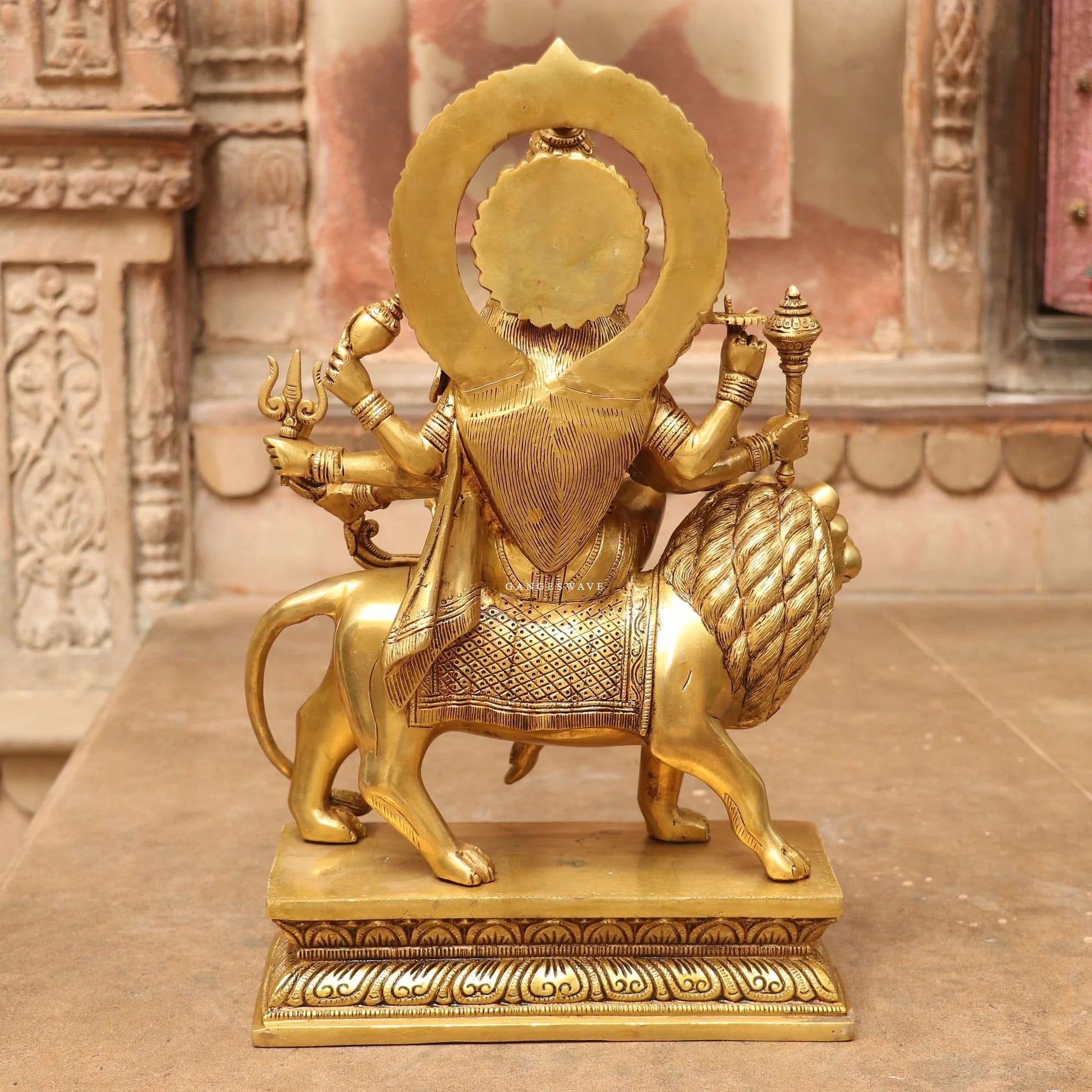 17" Superfine Ma Sherawali (Durga) Brass Statue - Image 5