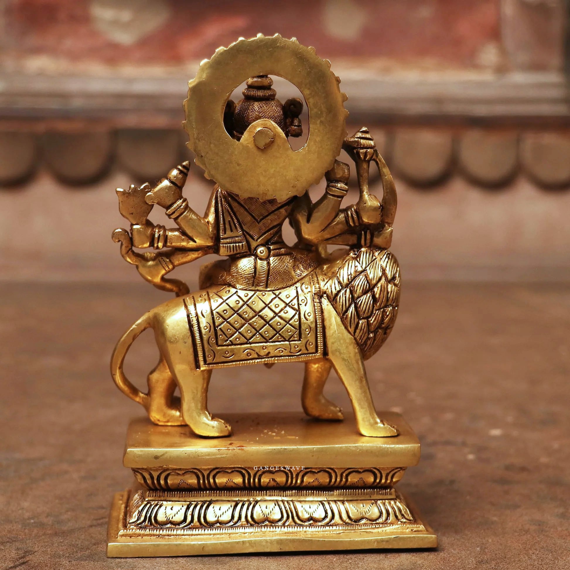 8 " Ma Sherawali Brass Idol - Image 2