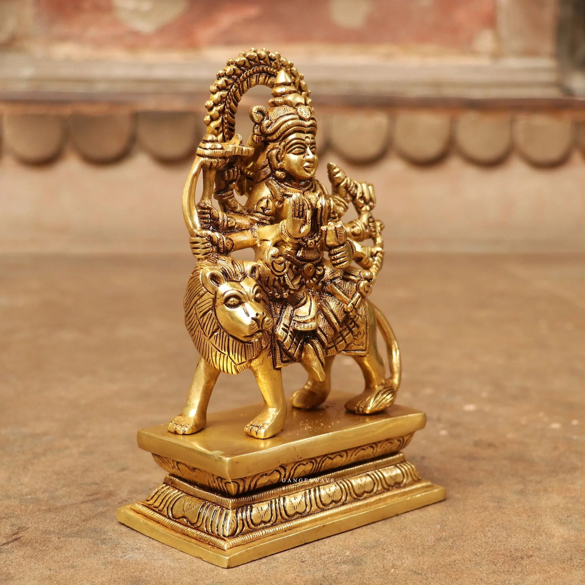 8 " Ma Sherawali Brass Idol - Image 3