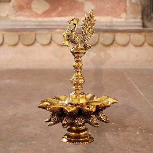 Peacock Brass Diya Decor