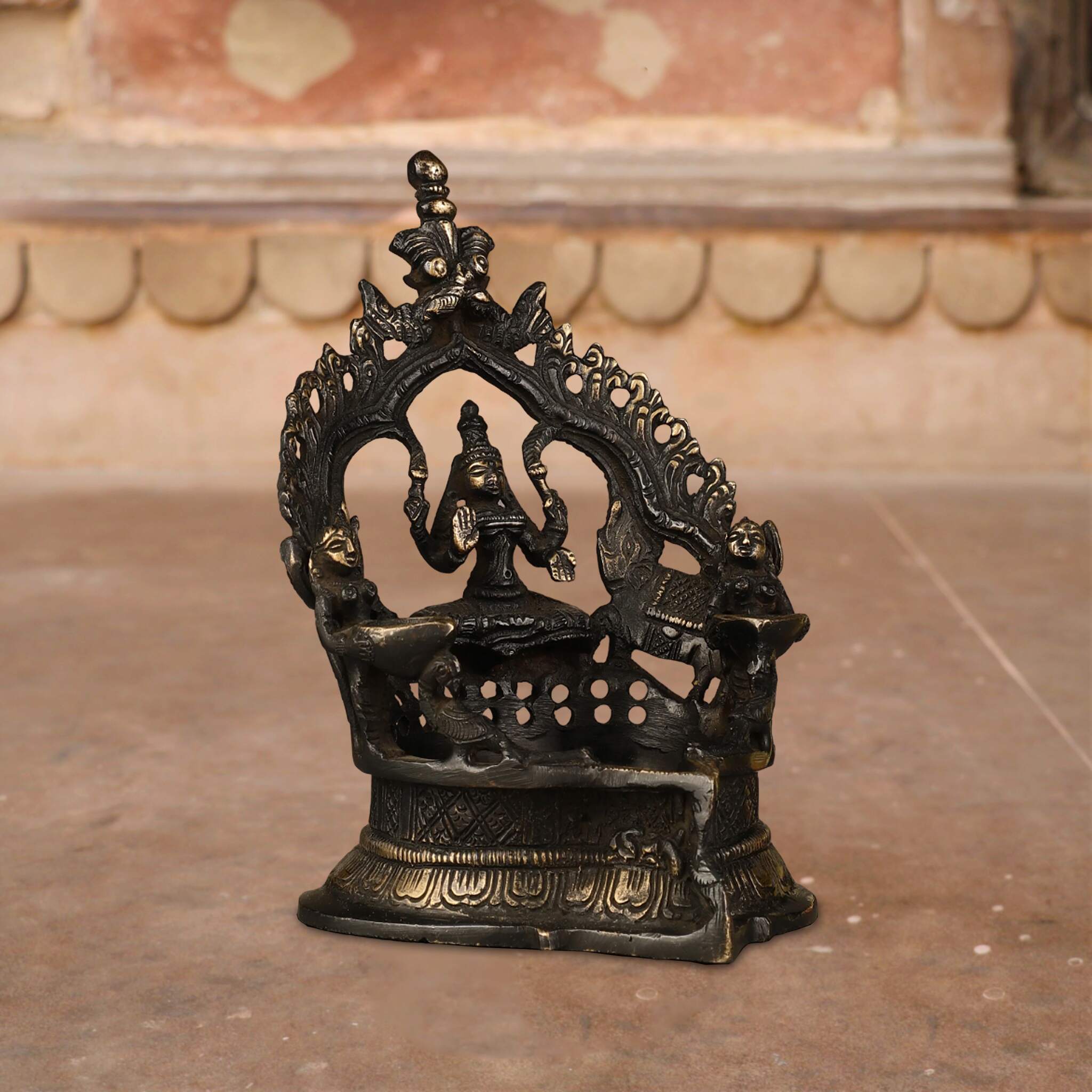 6"  Charcola Black Deep Lakshmi Diya - Image 2