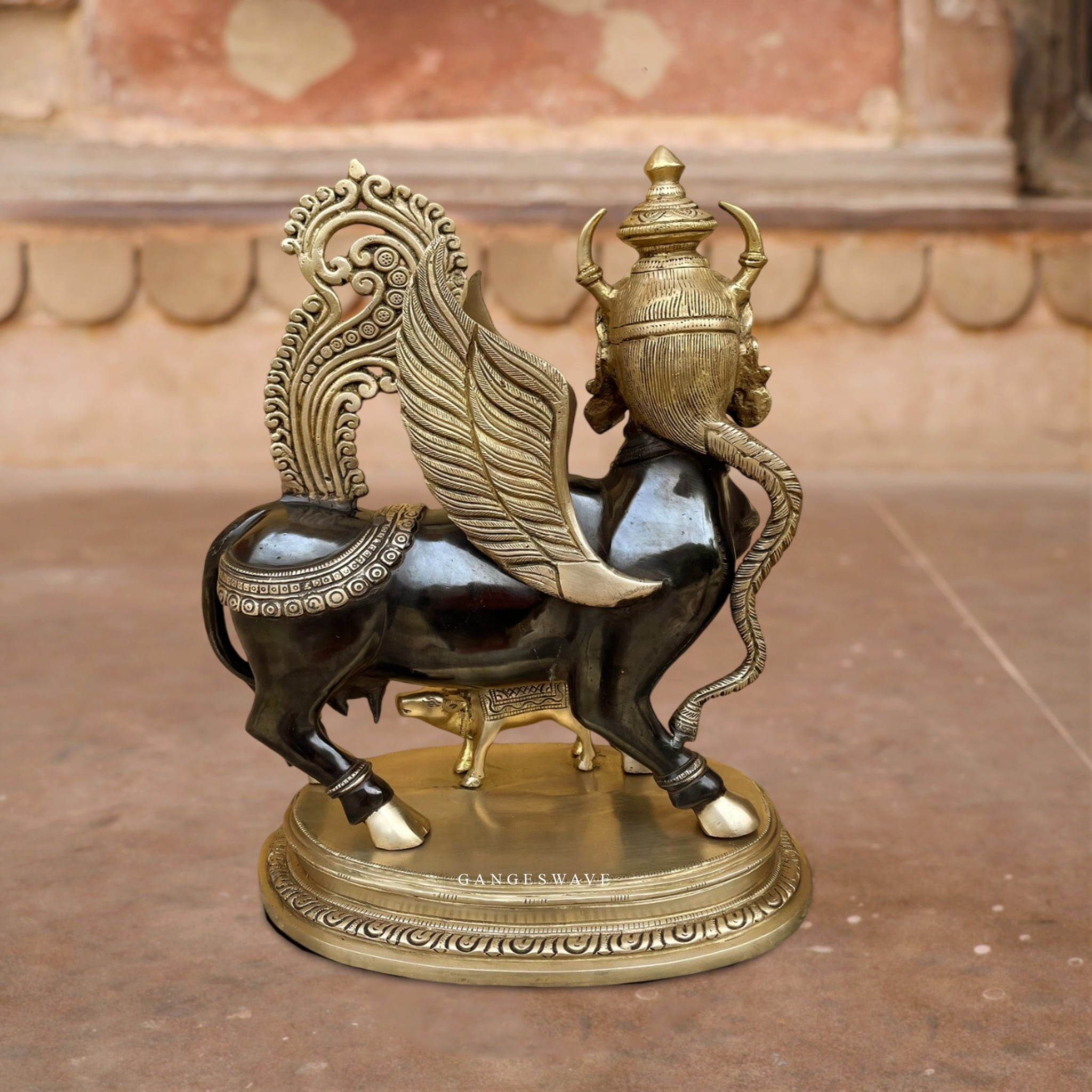 Black Unique Kamdhenu Statue - 16 inches - Image 3