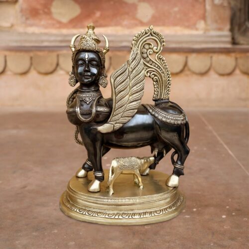 Black Kamdhenu Brass Statue