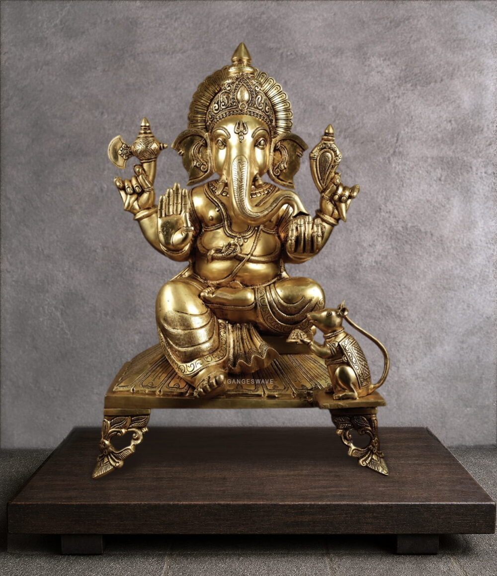 Big Ganesh Brass Murti 27 inches