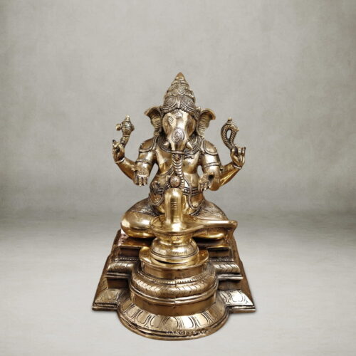 Ganash Brass Murti Worshipping Shivlingam