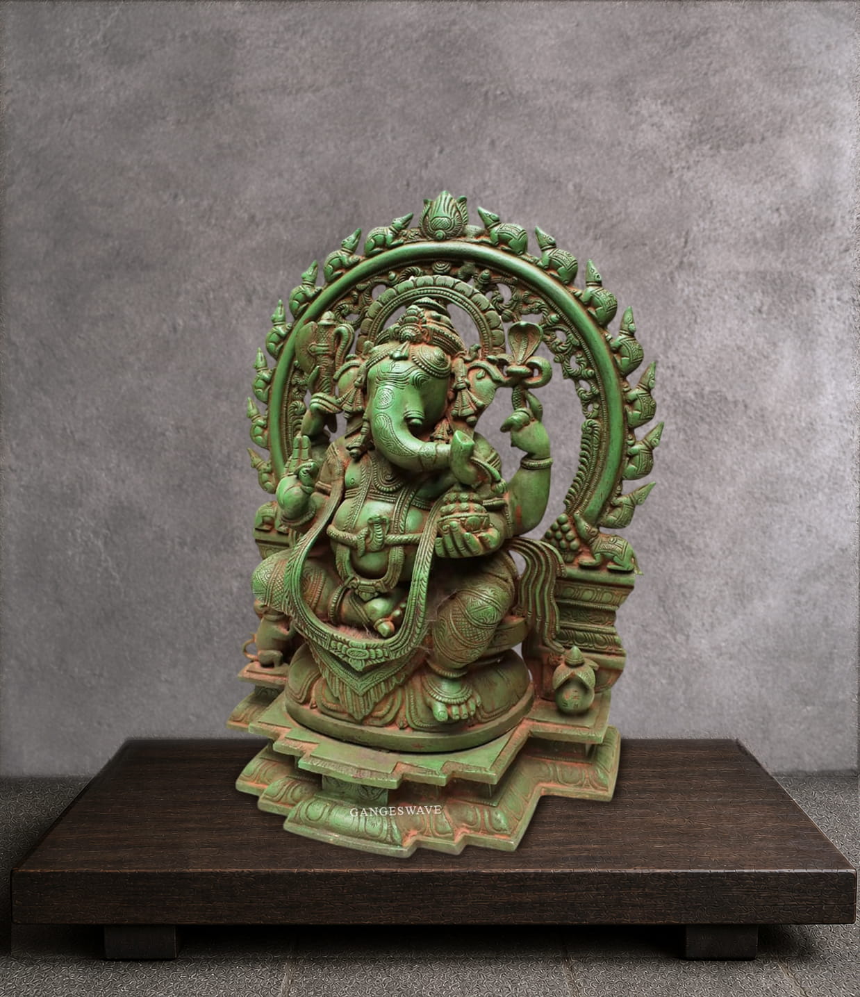 Exquisite Vintage Finished Ganesh Statue with mushak Pravhabali - 18.5 inches - Image 5