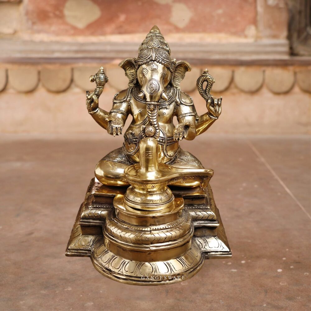 Golden Brass Ganesh Statue