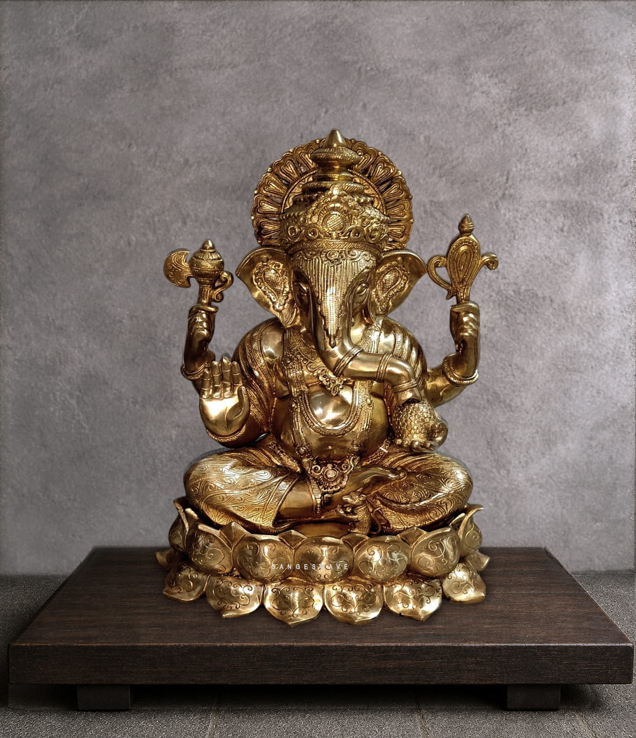 Sidhi Vinayak Ganesh Brass Statue Large on Lotus- 22 inches