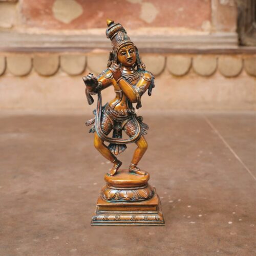 Krishna_Wood_Finish_Brass_Statue