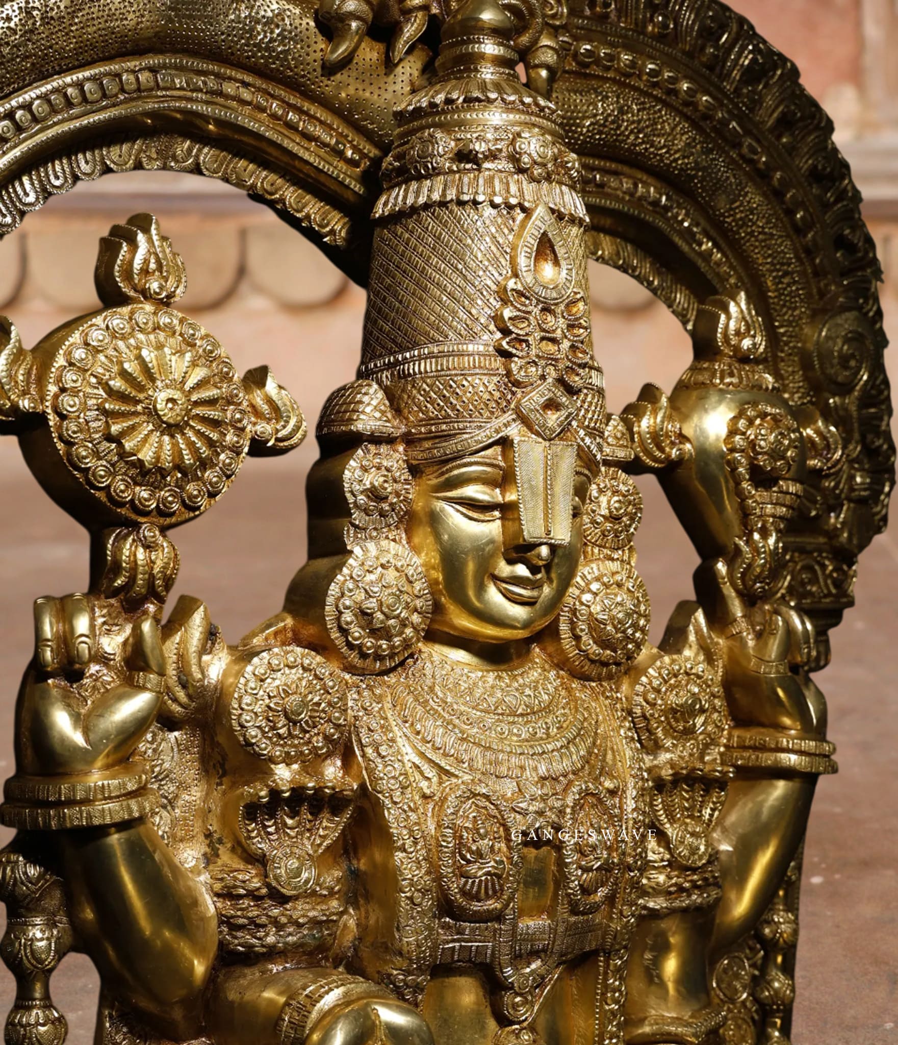 Lord Venkateshvara Tirupati Statue on Kirtimukha Throne- 60 inches - Image 5