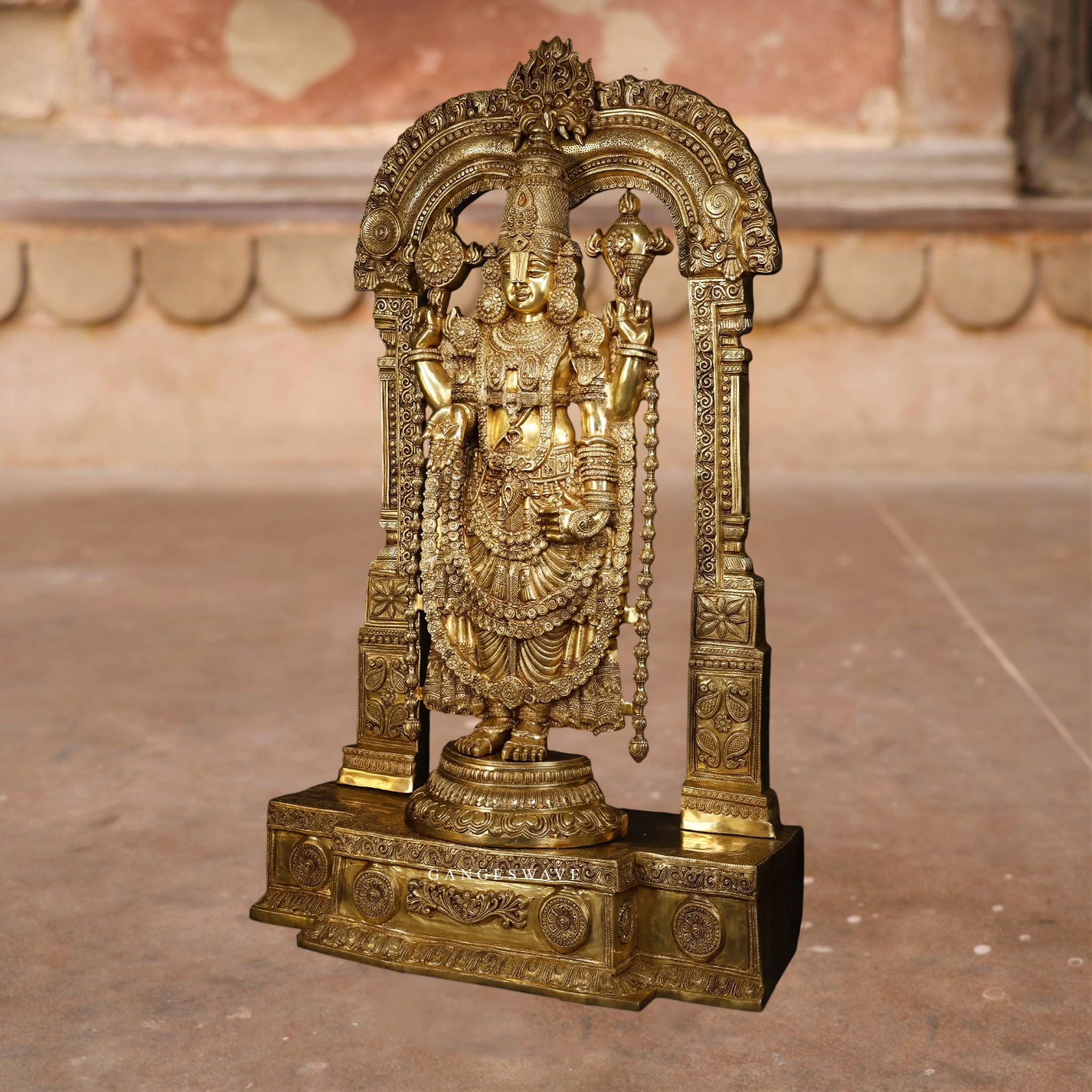 Lord Venkateshvara Tirupati Statue on Kirtimukha Throne- 60 inches - Image 4