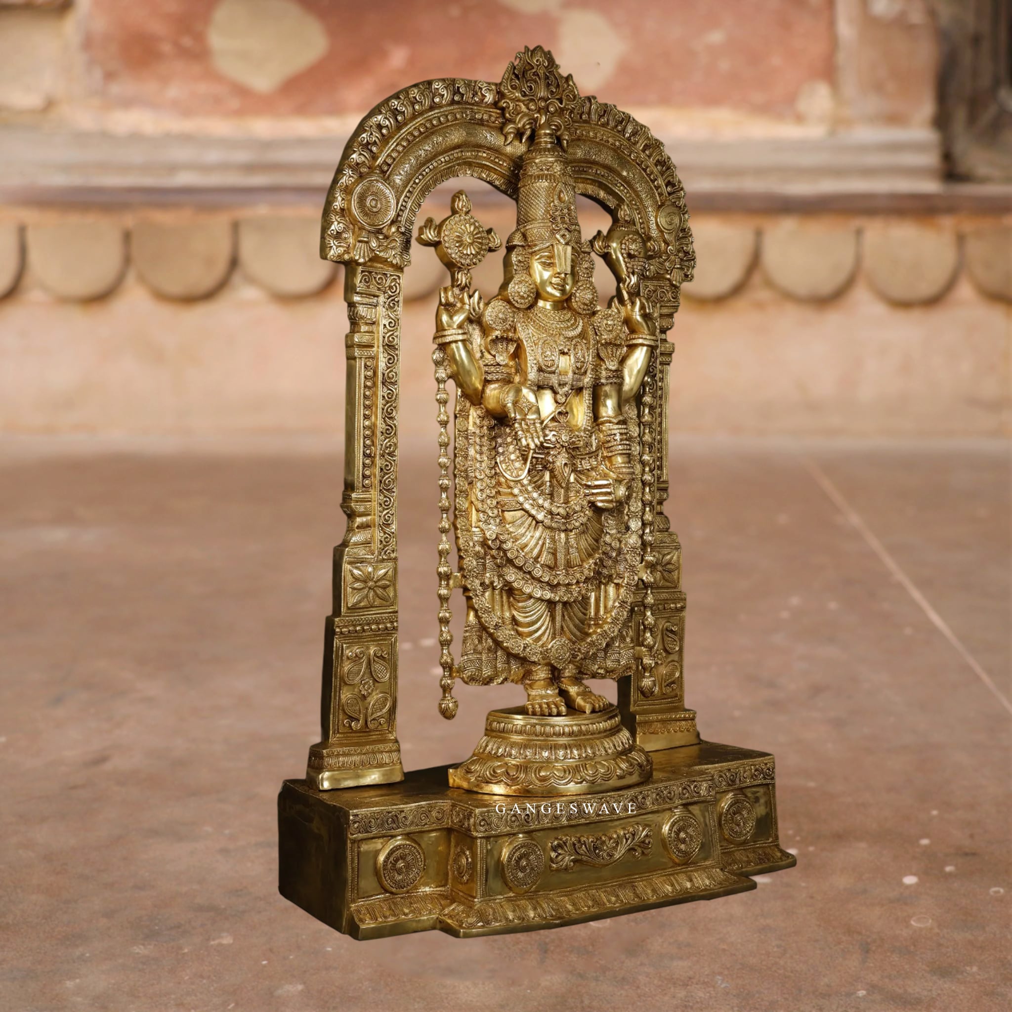Lord Venkateshvara Tirupati Statue on Kirtimukha Throne- 60 inches - Image 3