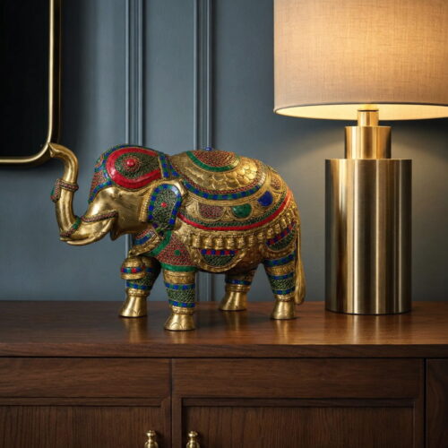 brass-elephant-decor-with-stonework