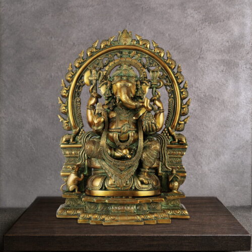 Exquisite Ganesh Statue with mushak Pravhabali - 18.5 inches