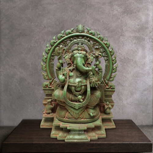 Exquisite Vintage Finished Ganesh Statue with mushak Pravhabali - 18.5 inches