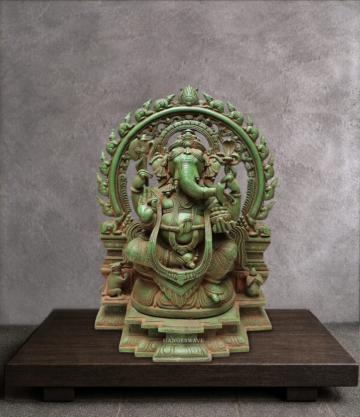 Exquisite Vintage Finished Ganesh Statue with mushak Pravhabali - 18.5 inches