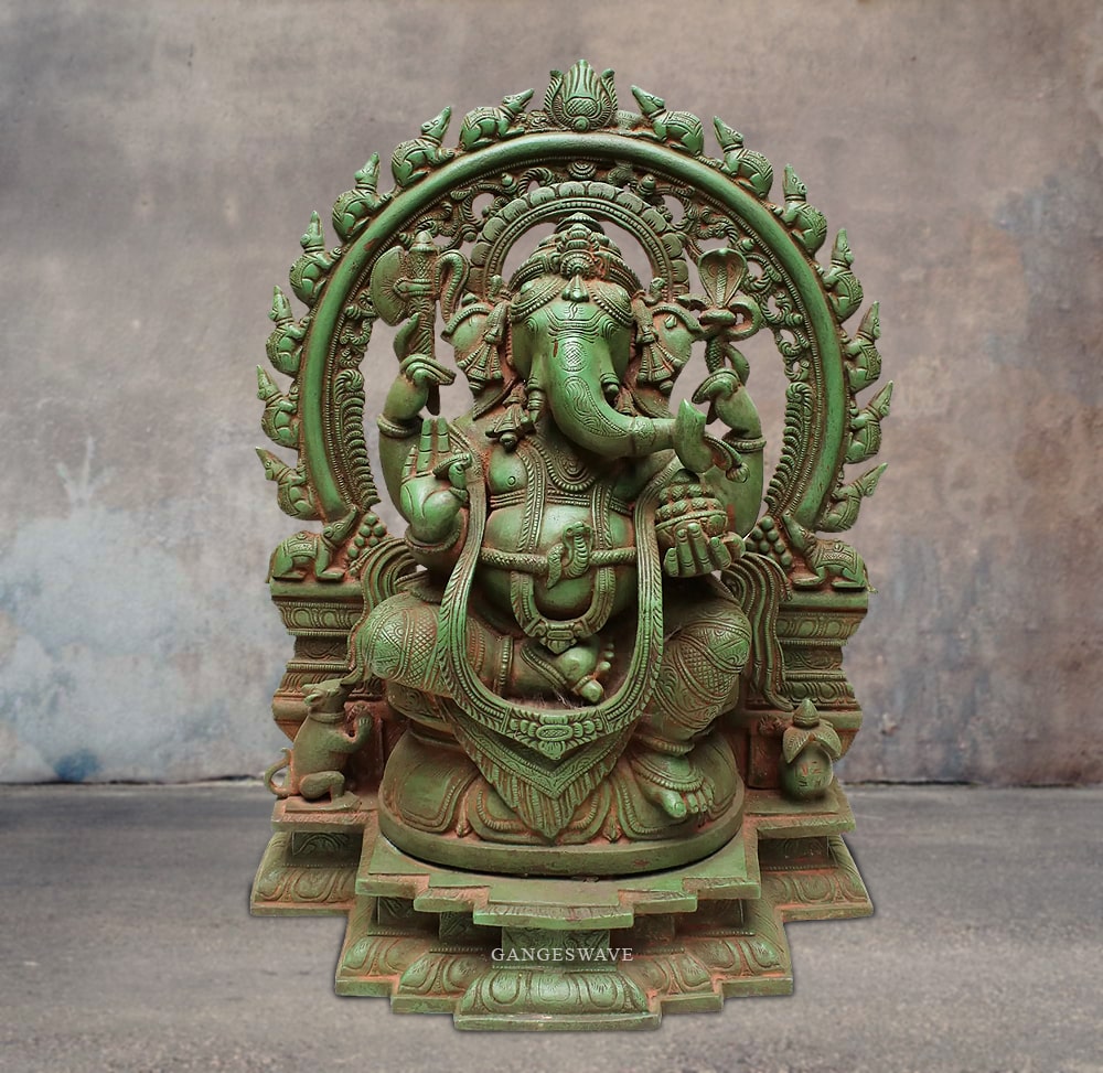 Vintage Finished Ganesh Brass Statue