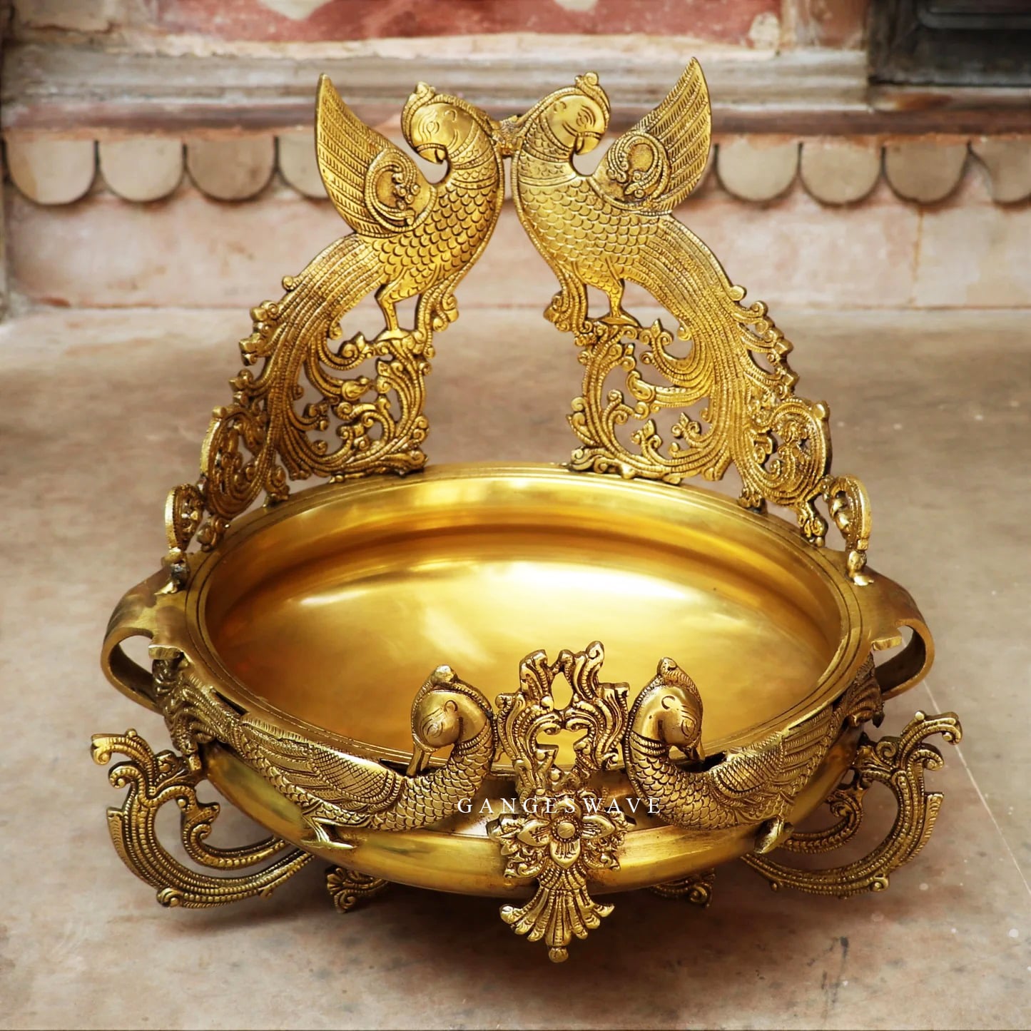 Superfine Brass Uril with Peacock - Image 3
