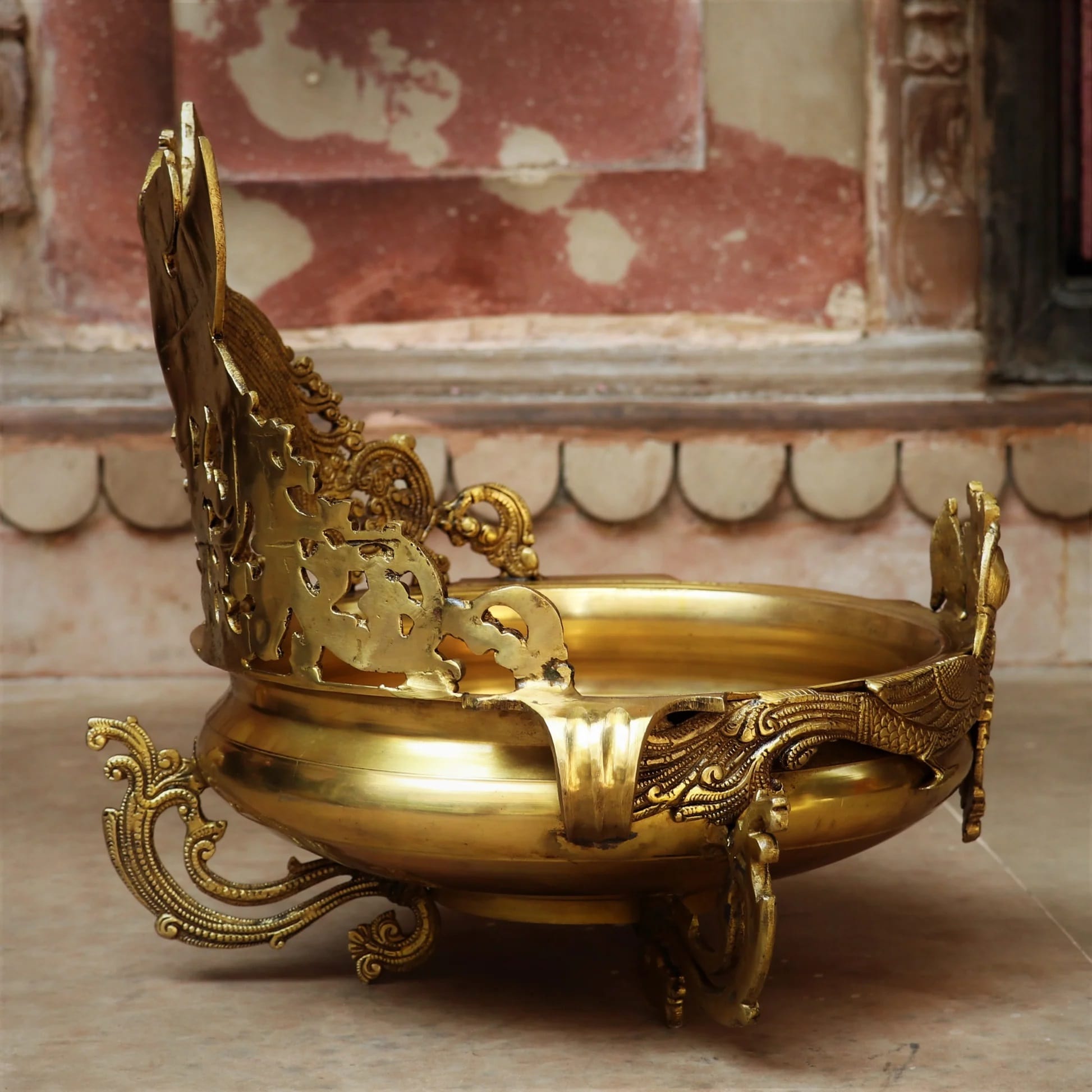 Superfine Brass Uril with Peacock - Image 2