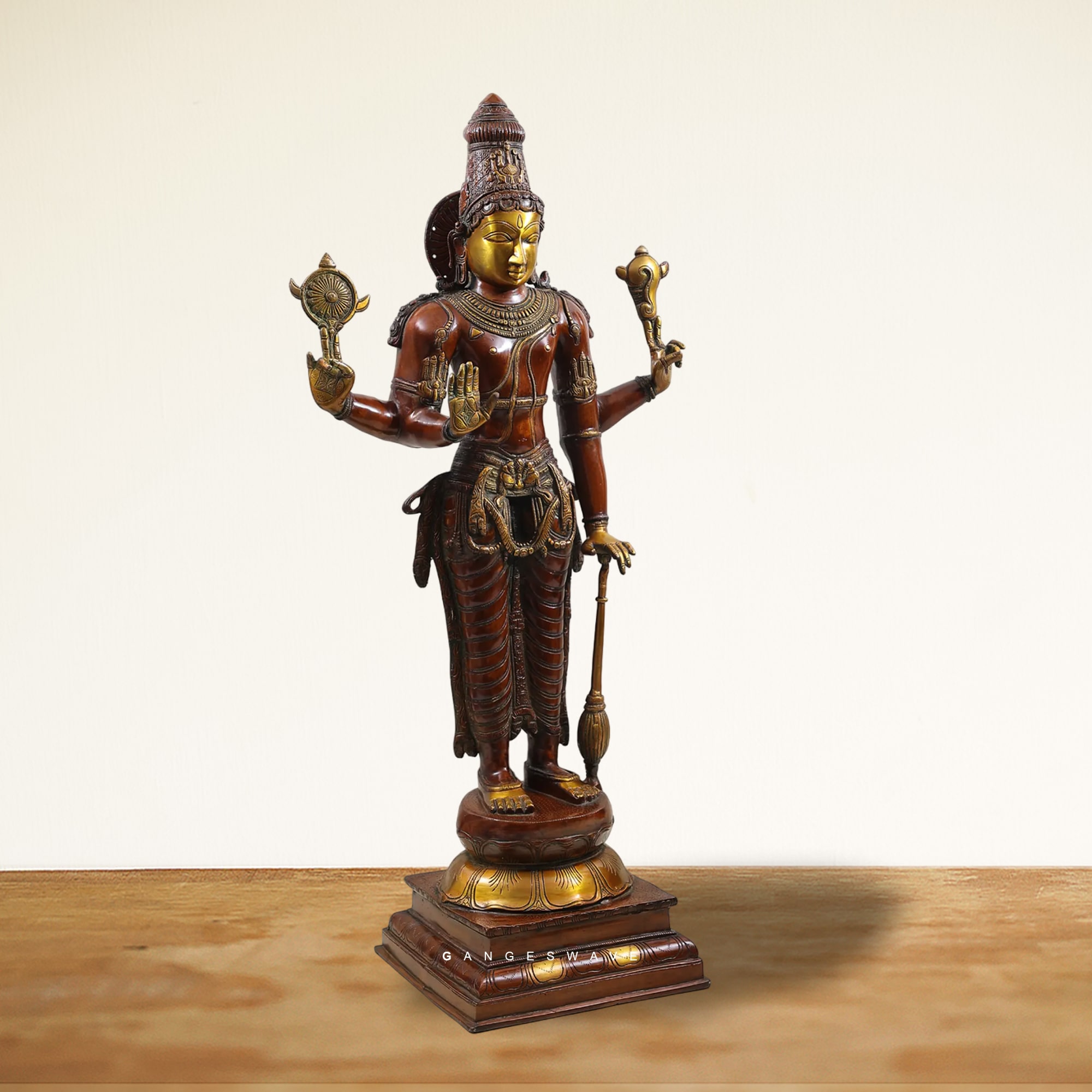 Vishnu Superfine Brass Statue - 37 inches - Image 2