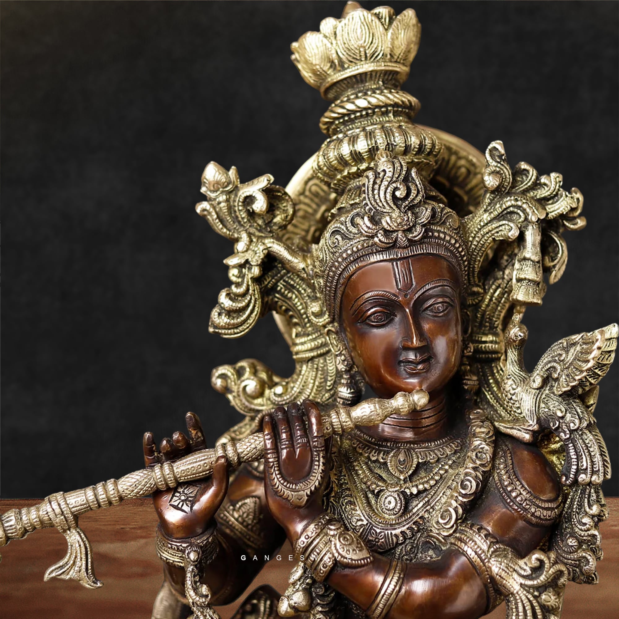 Krishna Artisanal Statue in Superfine Brass- 28 inches - Image 5