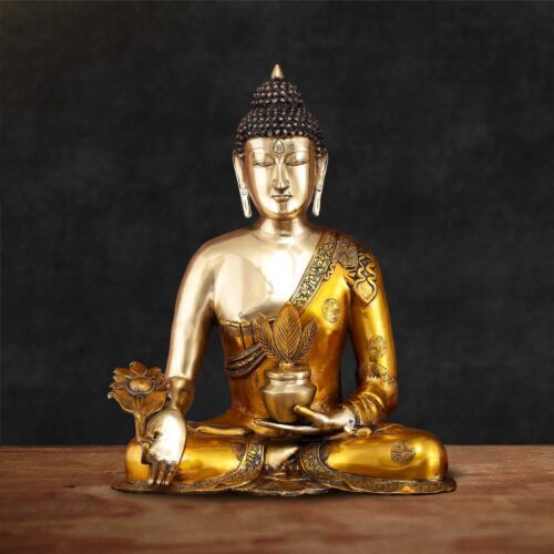 Artistic Golden Brass Buddha Statue