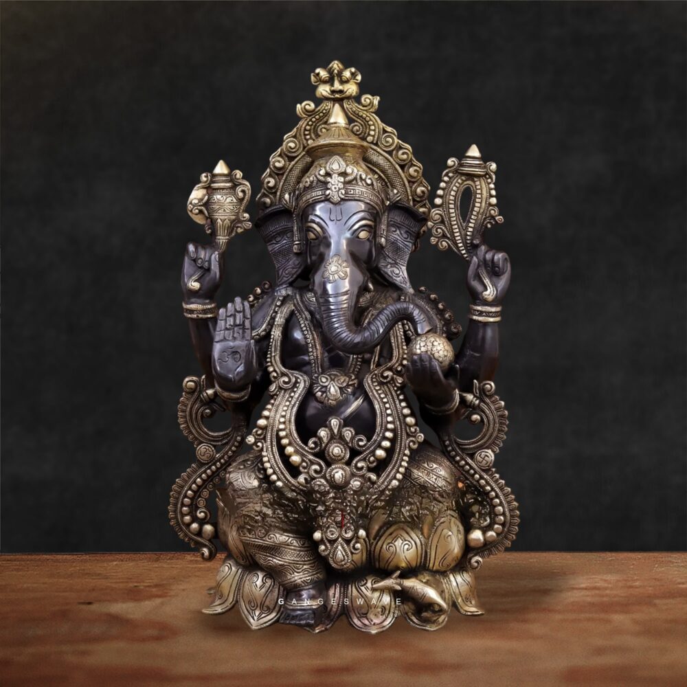Antique Black Finish Brass Ganesh Statue