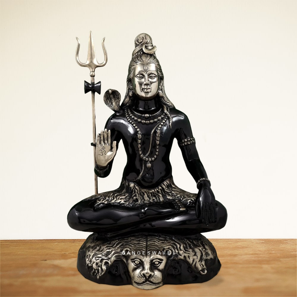 Antique Finished Black Shiva Statue